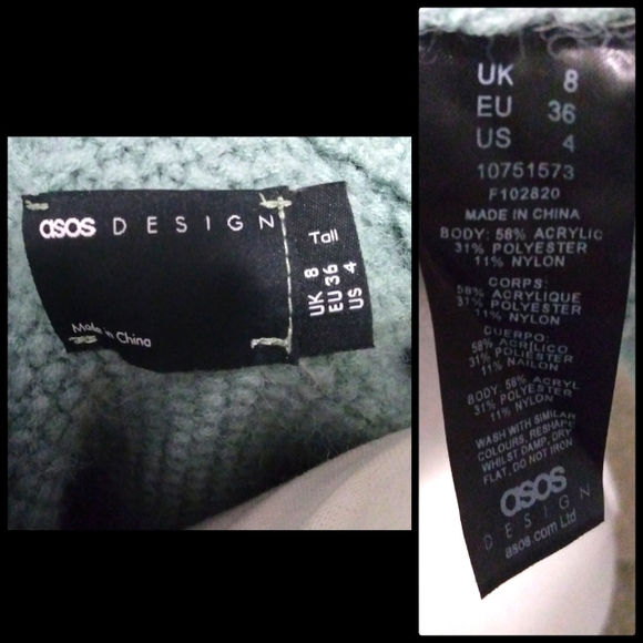 *SOLD* Slouchy V-Neck Ribbed Cable Knit Sweater in Sage, Size 4 Tall - Picture 10 of 10